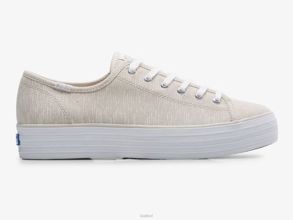 schoenen Keds triple kick canvas lijnen print sneaker bruin zilver vrouwen 86BZ176