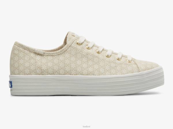 schoenen Keds triple kick canvas sneaker met bloemenprint bruin wit vrouwen 86BZ185