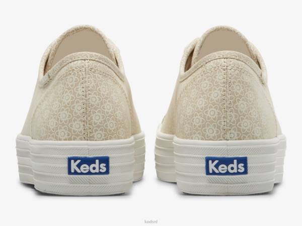 schoenen Keds triple kick canvas sneaker met bloemenprint bruin wit vrouwen 86BZ185