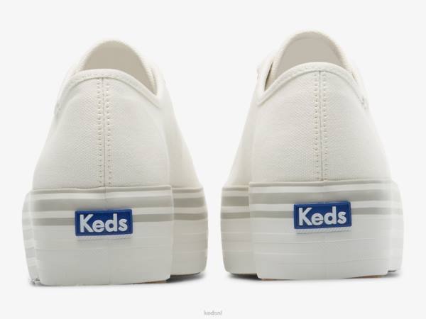 schoenen Keds triple up canvas foxing gestreepte sneaker wit grijs vrouwen 86BZ183