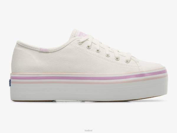 schoenen Keds triple up canvas foxing gestreepte sneaker witte lila vrouwen 86BZ184