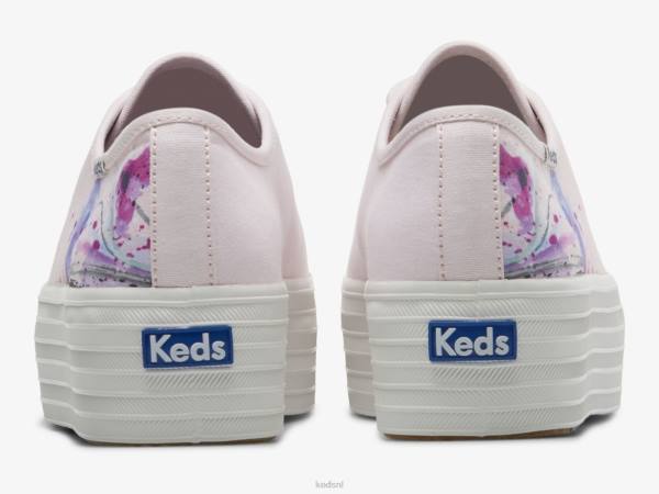schoenen Keds triple up canvas schilderkunstige gebloemde sneaker lichtroze vrouwen 86BZ160