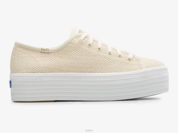 schoenen Keds triple up metallic geweven sneaker natuurlijk goud vrouwen 86BZ189