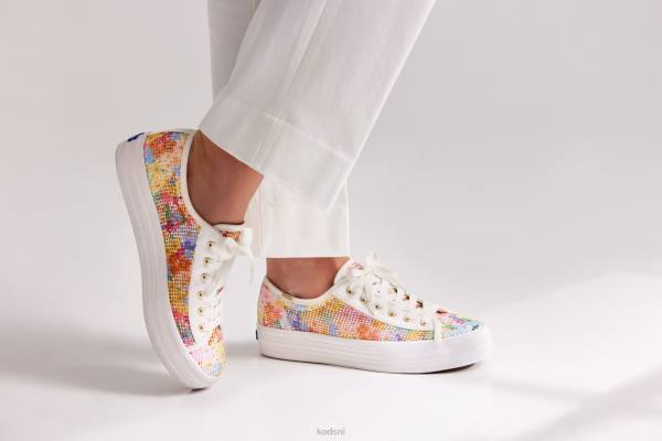 schoenen Keds x Rifle Paper Co. triple kick mesh margaux wit multi vrouwen 86BZ181