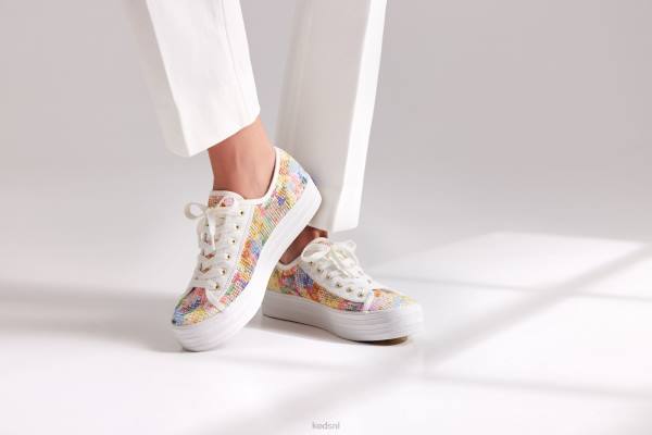 schoenen Keds x Rifle Paper Co. triple kick mesh margaux wit multi vrouwen 86BZ181
